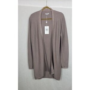 Evolution by Cyrus Cardigan Ribbed Sweater Knit Open Front Brown Beige M Casual